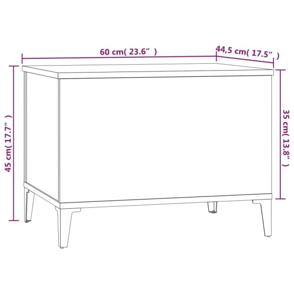 vidaXL Soffbord rökfärgad ek 60x44,5x45 cm konstruerat trä Brun