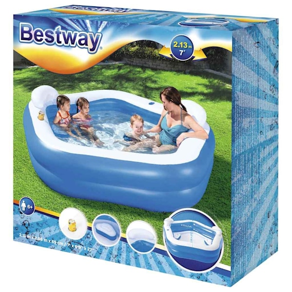 Bestway Pool Family Fun Lounge Pool 213x206x69 cm Blå