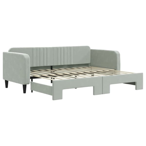 vidaXL Dagbädd utdragbar ljusgrå 90x200 cm sammet Grå