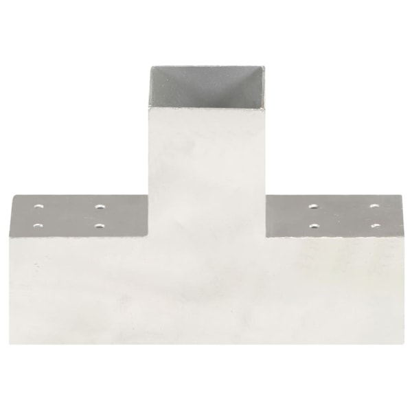 vidaXL Stolpbeslag 4 st T-form galvaniserad metall 81x81 mm Silver