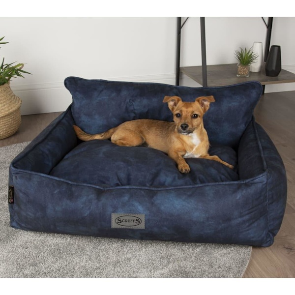 Scruffs & Tramps Hundbädd Kensington strl. L 90x70 cm marinblå Blå