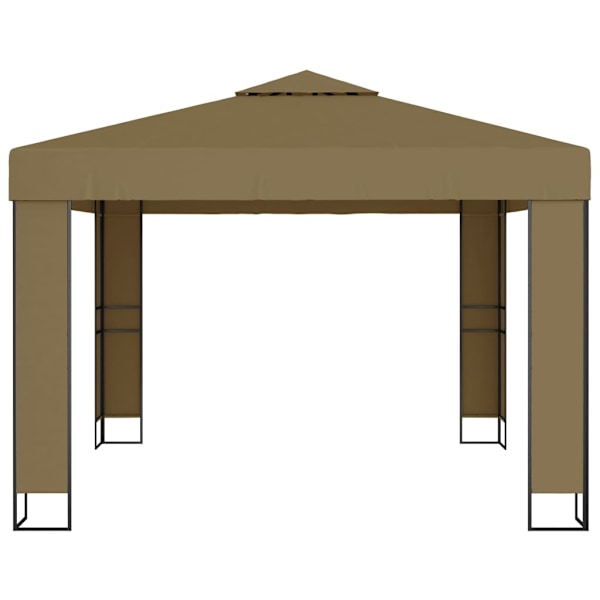 vidaXL Paviljong dubbla tak och ljusslinga LED 3x3x2,7 m taupe Taupe