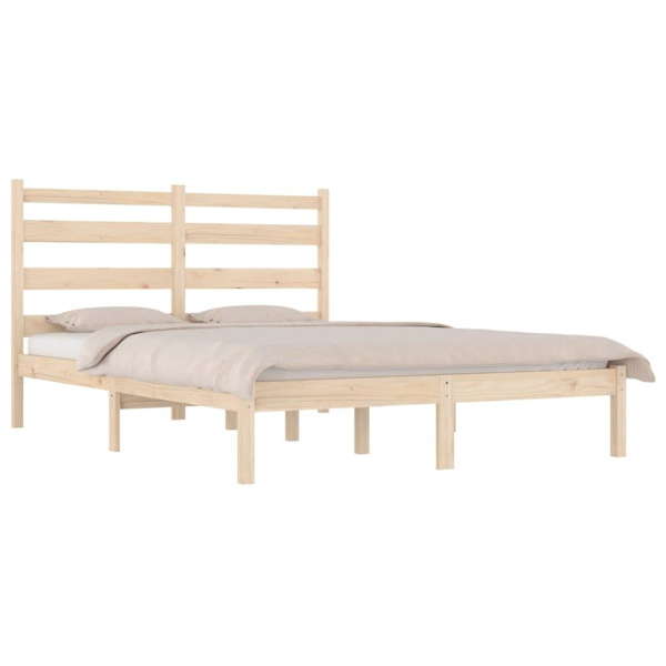 vidaXL Sängram massiv furu 135x190 cm Brun