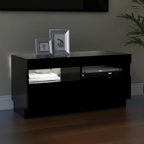 vidaXL TV-bänk med LED-belysning svart 80x35x40 cm Svart