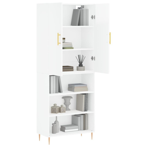 vidaXL Högskåp högglans vit 69,5x34x180 cm konstruerat trä Vit