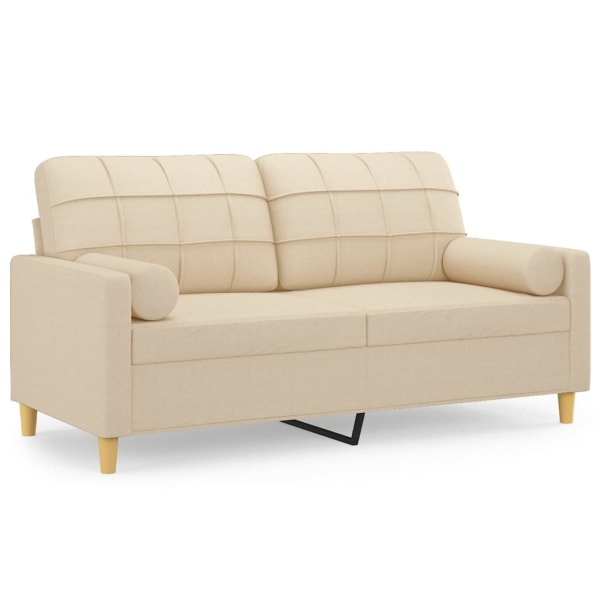 vidaXL 2-sits soffa med prydnadskuddar gräddvit 140 cm tyg Kräm