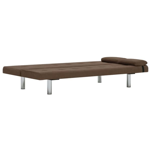 vidaXL Bäddsoffa med två kuddar brun polyester Brun