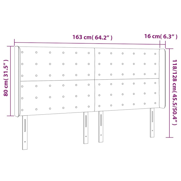 vidaXL Sänggavel LED vit 163x16x118/128 cm konstläder Vit