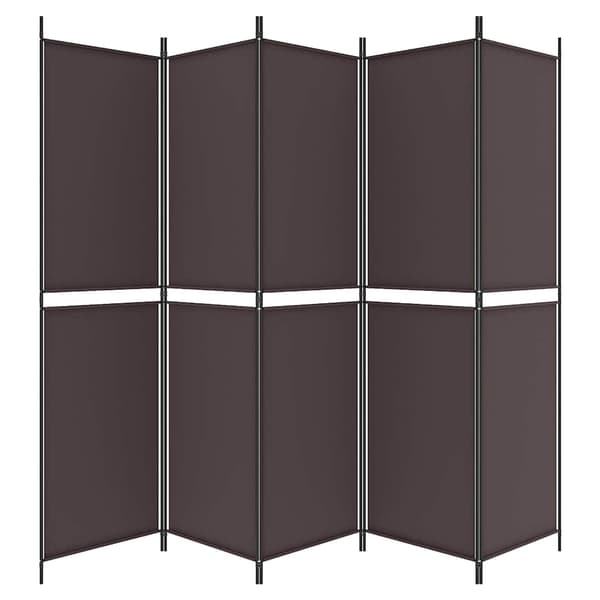 vidaXL Rumsavdelare 5 paneler brun 250x200 cm tyg Brun