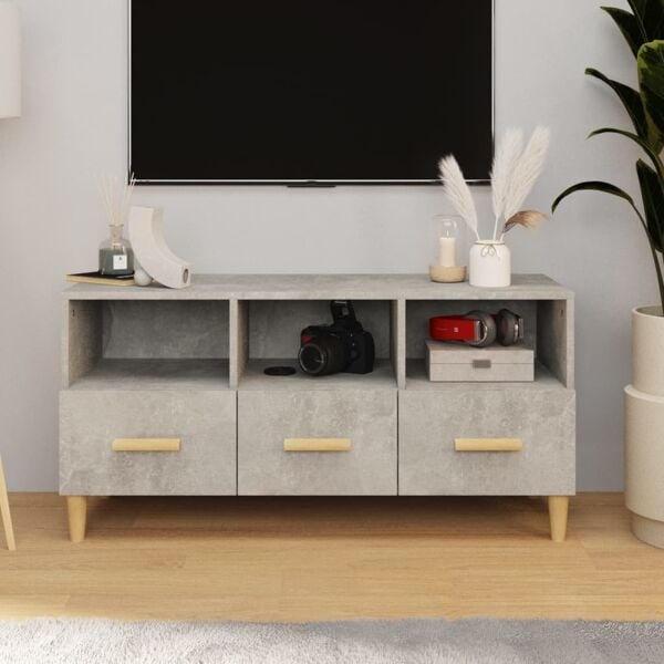 vidaXL Tv-bänk betonggrå 102x36x50 cm konstruerat trä Grå