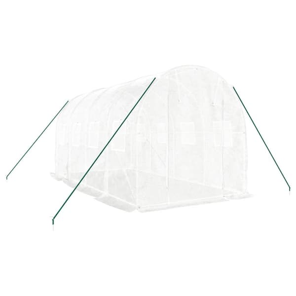 vidaXL Växthus med stålram vit 8 m² 4x2x2 m Vit