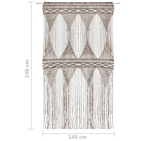 vidaXL Gardin makramé taupe 140x240 cm bomull Taupe