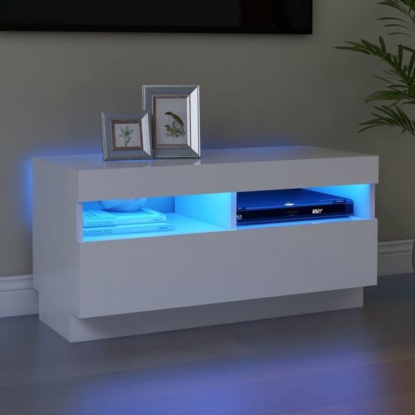 vidaXL TV-bänk med LED-belysning vit 80x35x40 cm Vit