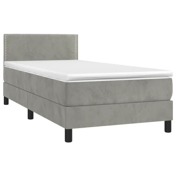 vidaXL Ramsäng med madrass ljusgrå 100x200 cm sammet Grå