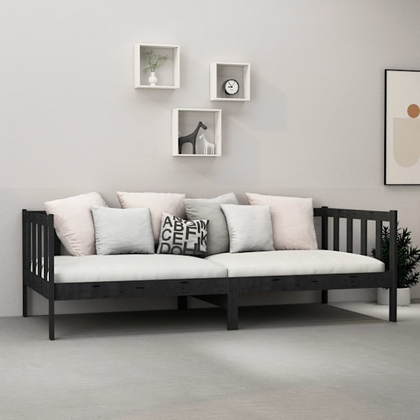 vidaXL Dagbädd svart massiv furu 90x200 cm Svart
