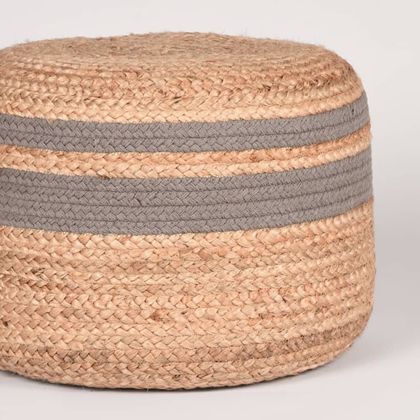 LABEL51 Sittpuff flätad jute grå och naturlig grå