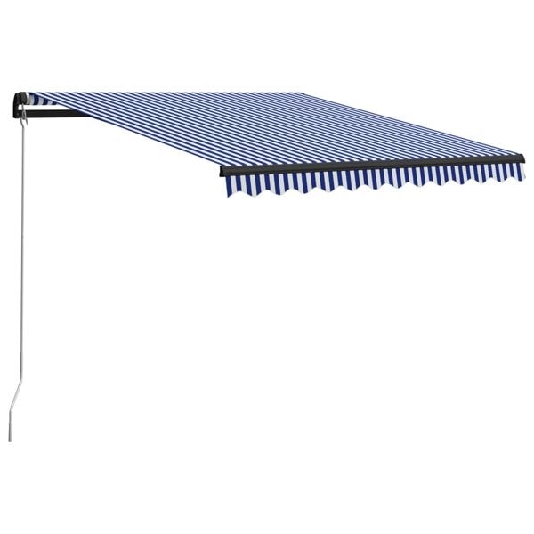 vidaXL Markis manuellt infällbar 350x250 cm blå och vit Blå