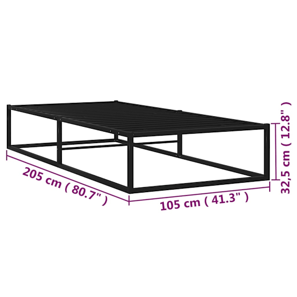 vidaXL Sängram svart metall 100x200 cm Svart