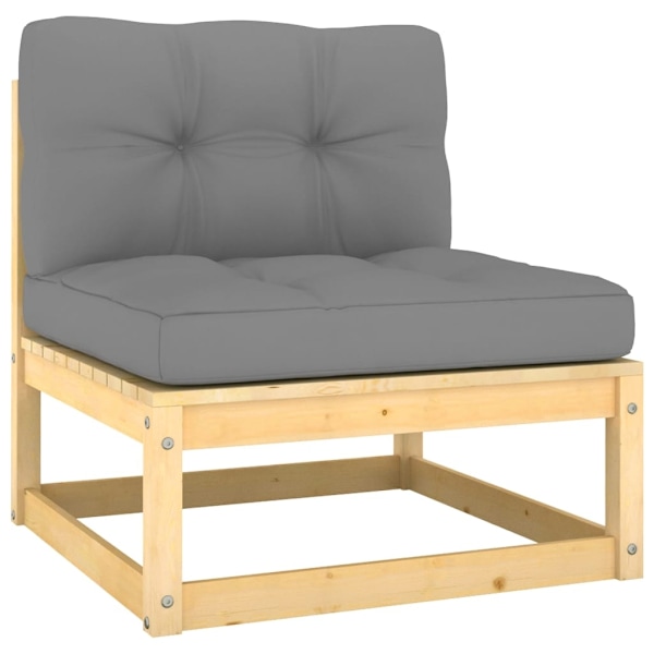 vidaXL Loungegrupp med dynor 6 delar massiv furu grå