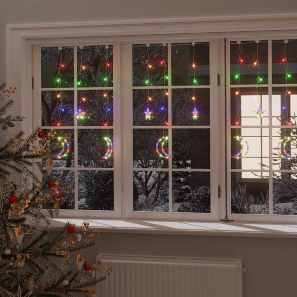 vidaXL Ljusgardin stjärnor och månar fjärrkontroll 345 LED flerfärgad multifärg