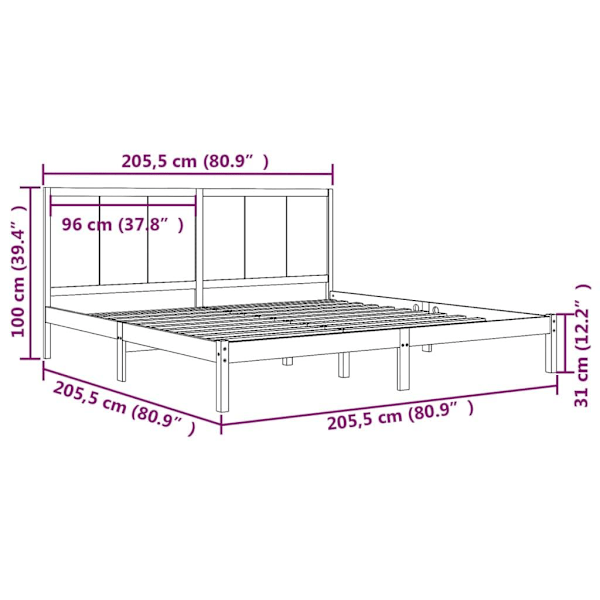 vidaXL Sängram honungsbrun massiv furu 200x200 cm Brun