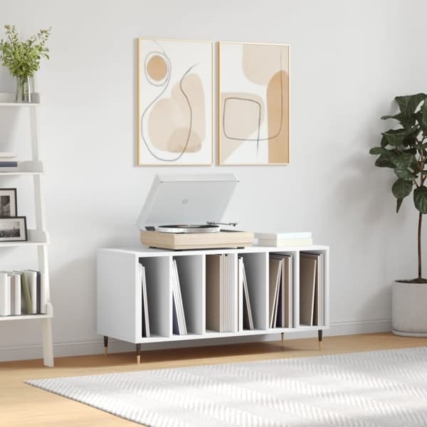 vidaXL Stereobänk vit 100x38x48 cm konstruerat trä Vit