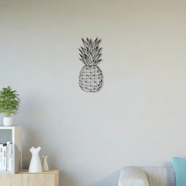 Homemania Väggdekoration Pineapple 22x55 cm svart stål Svart