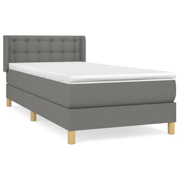 vidaXL Ramsäng med madrass mörkgrå 90x190 cm tyg Grå