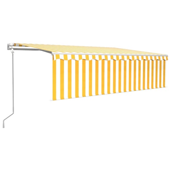 vidaXL Automatiserad markis med rullgardin vindsensor LED 5x3m gul/vit Gul