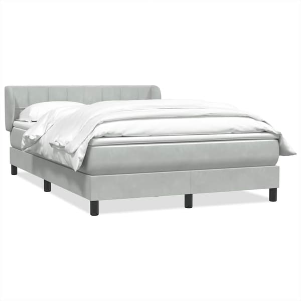 vidaXL Ramsäng med madrass ljusgrå 160x220 cm sammet Grå