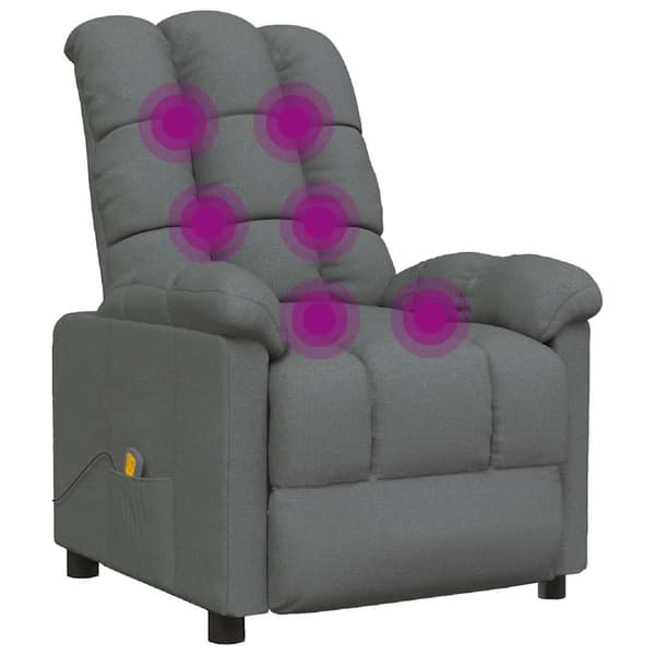 vidaXL Massagefåtölj mörkgrå tyg grå