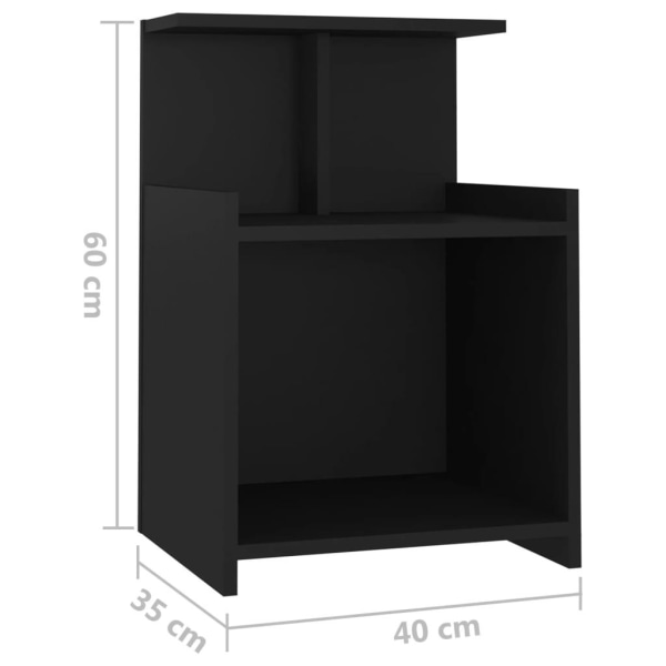 vidaXL Sängbord 2 st svart 40x35x60 cm konstruerat trä Svart