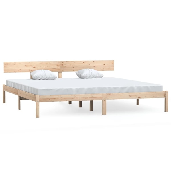 vidaXL Sängram massiv furu 180x200 cm Brun