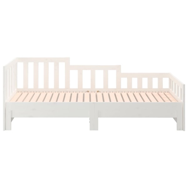 vidaXL Utdragbar dagbädd vit 2x(90x200) cm massiv furu Vit