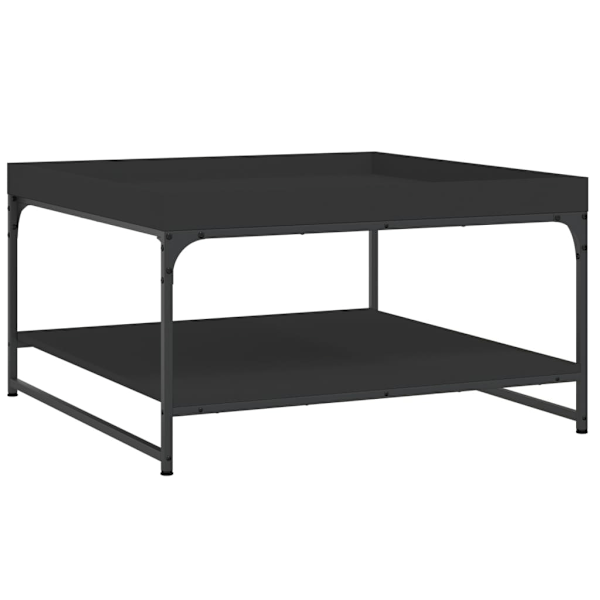 vidaXL Soffbord svart 80x80x45 cm konstruerat trä och järn Svart