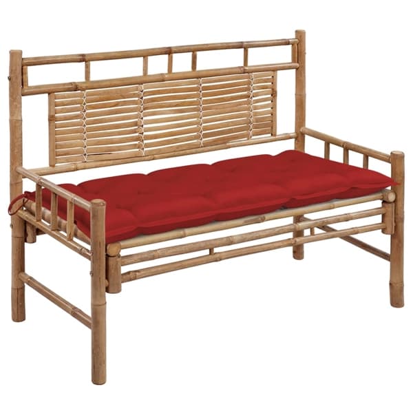 vidaXL Trädgårdsbänk med dyna 120 cm bambu Röd