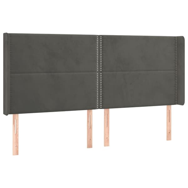 vidaXL Ramsäng med madrass & LED mörkgrå 200x200 cm sammet Grå