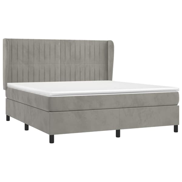 vidaXL Ramsäng med madrass ljusgrå 160x200 cm sammet Grå