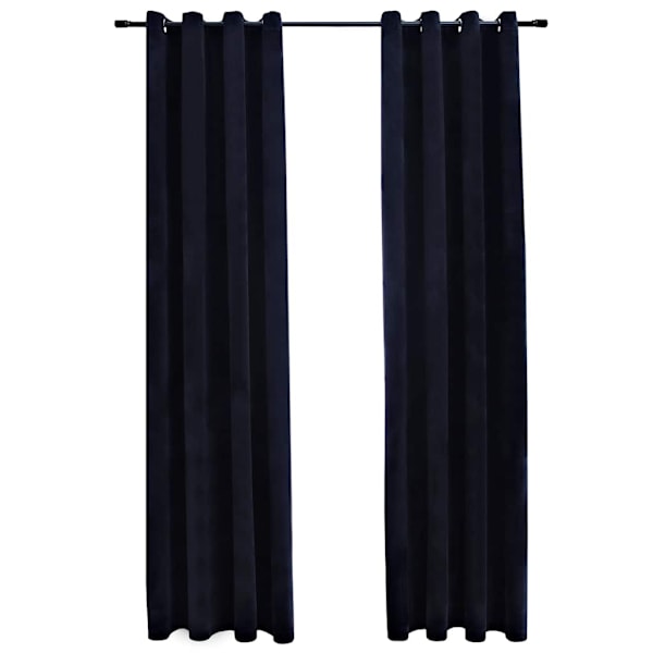 vidaXL Mörkläggningsgardiner med ringar 2 st svart sammet 140x245 cm Svart