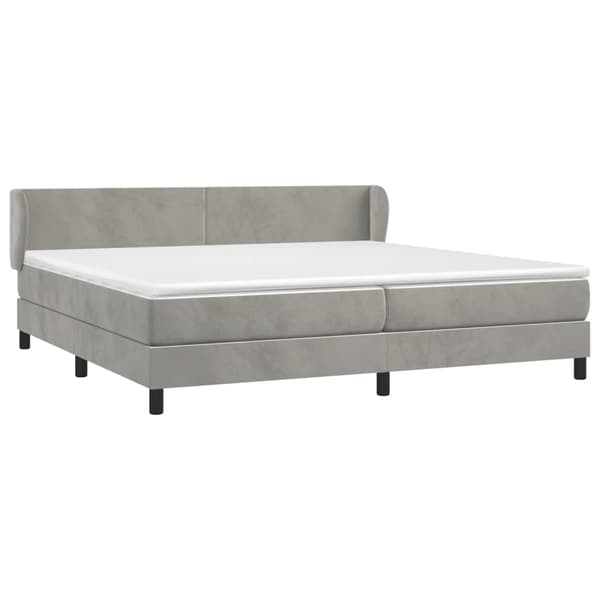 vidaXL Ramsäng med madrass ljusgrå 200x200 cm sammet Grå