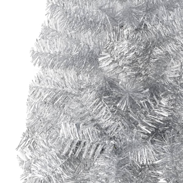 vidaXL Smal halv plastgran med stativ silver 120 cm Silver