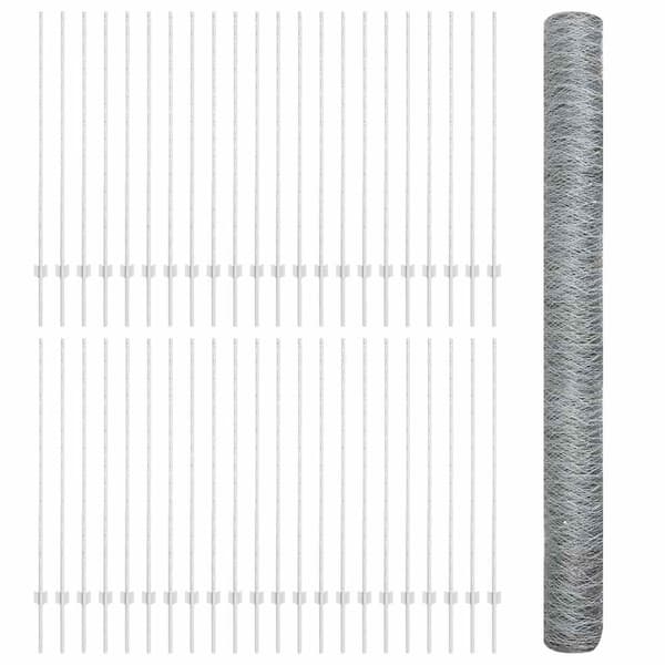 vidaXL Utomhus hexagonal stängsel med stolpe 100 x 1,4 m Silver Mesh Silver