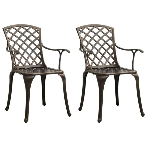 vidaXL Caféstolar 2 st gjuten aluminium brons Brun