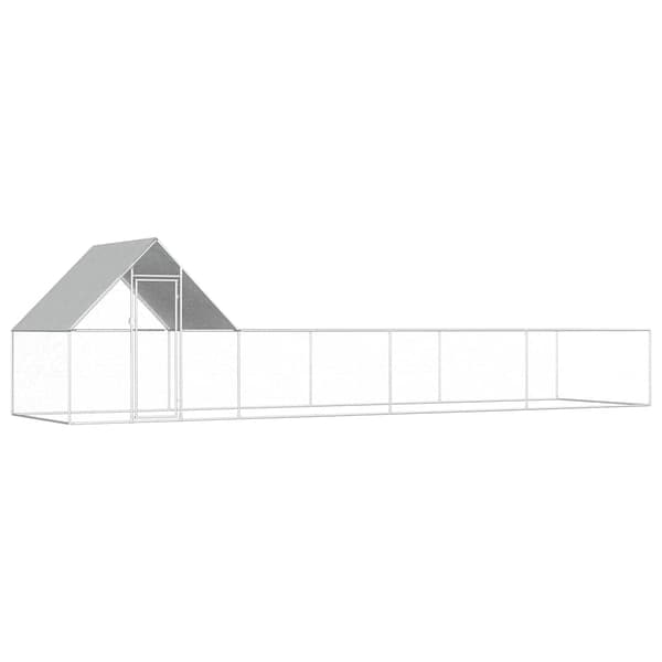 vidaXL Hönsbur 8x2x2 m galvaniserat stål Silver