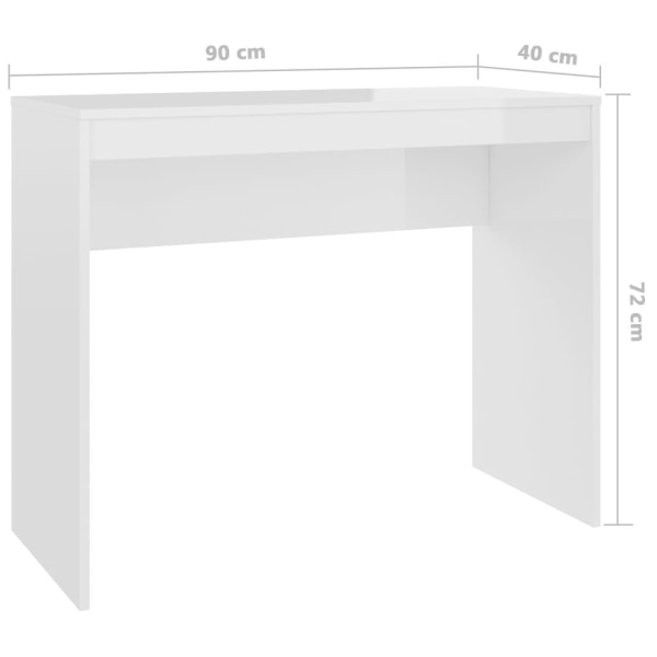 vidaXL Skrivbord vit högglans 90x40x72 cm konstruerat trä Vit