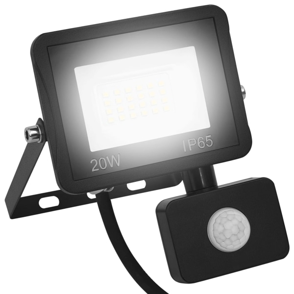 vidaXL Strålkastare med sensor 20 W LED kallvit Svart