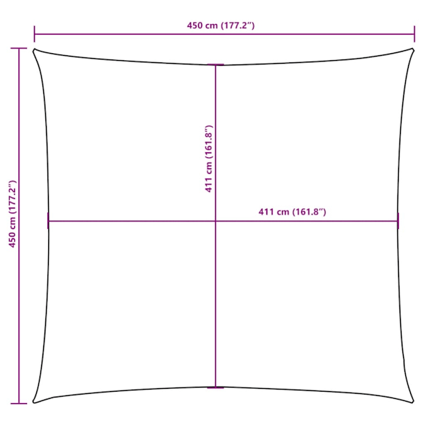 vidaXL Solsegel oxfordtyg fyrkantigt 4,5x4,5 m vit Vit