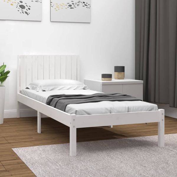 vidaXL Sängram vit massiv furu 100x200 cm Vit