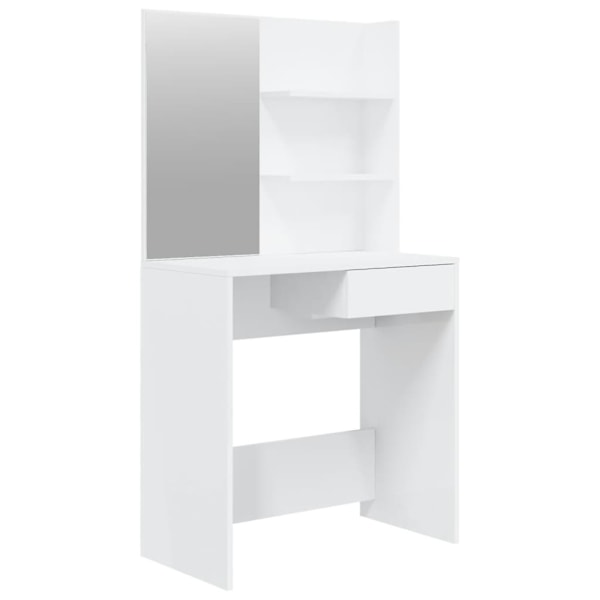 vidaXL Sminkbord med spegel vit högglans 74,5x40x141 cm Vit