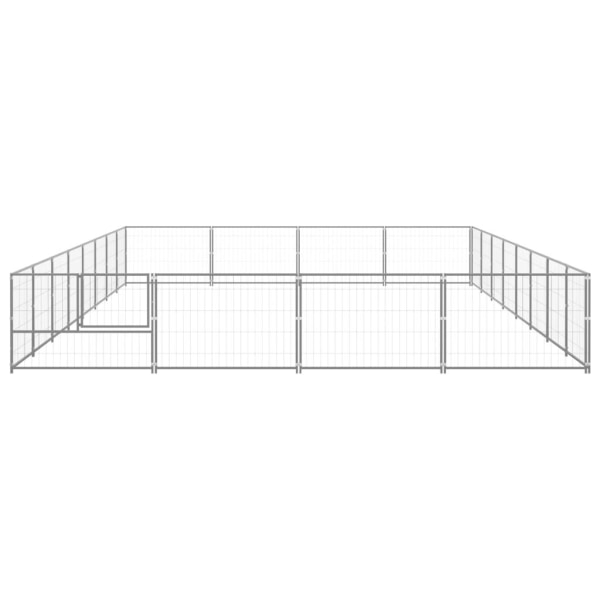 vidaXL Hundgård silver 32 m² stål Silver